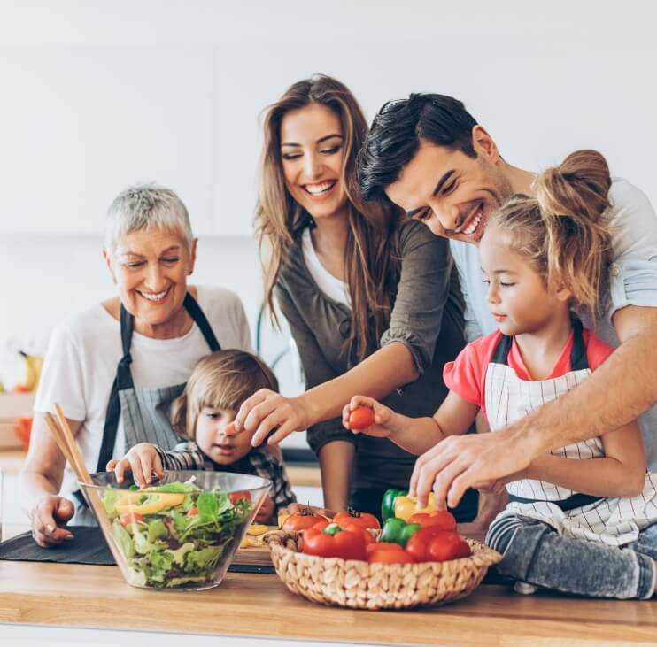 Multi-generational family enjoying  a nutritious meal